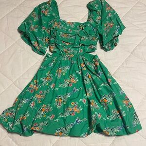 a new day Green Floral Dress with Puff Sleeves